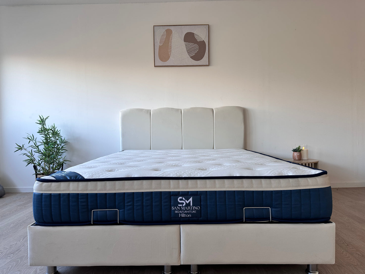 Lit Coffre CELIA Velours Blanc Cassé