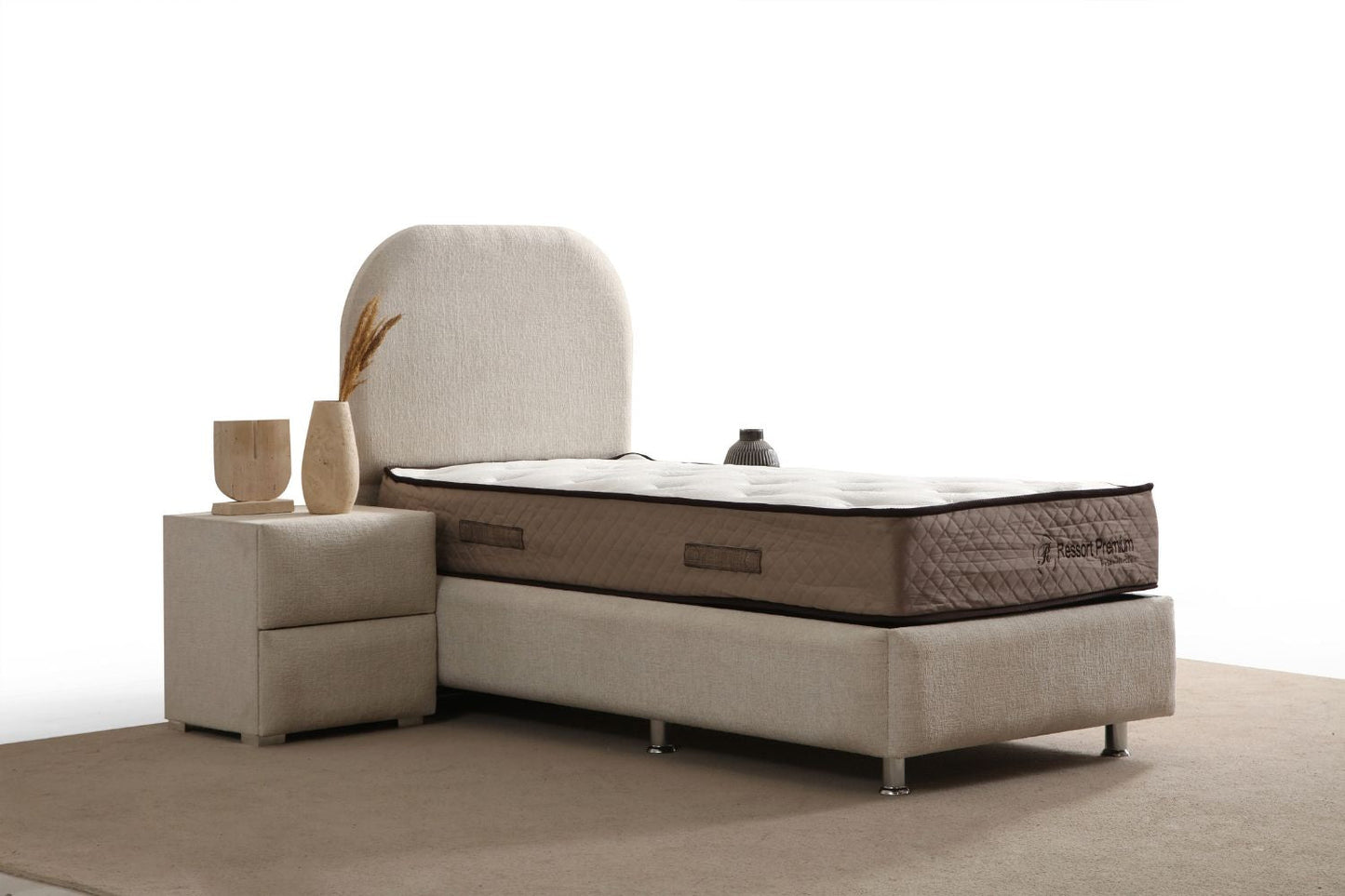 Lit Coffre Enfant JADE Chenille Blanc Cassé