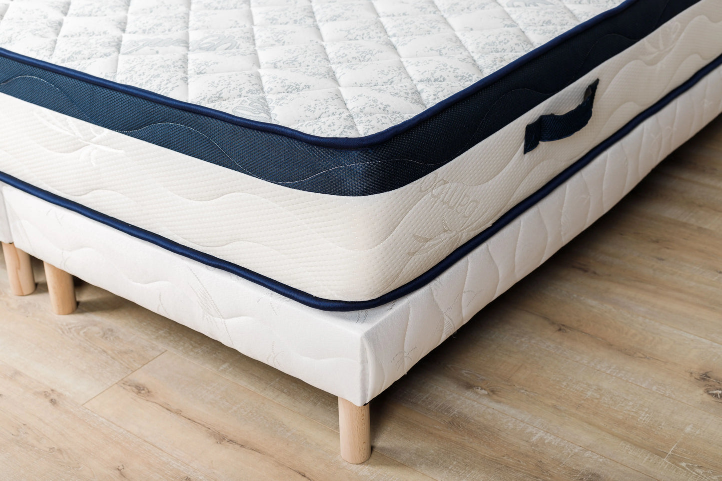 Matelas Luxe 25 cm 200x200 + 2 Sommiers 100x200 + Pieds Inclus