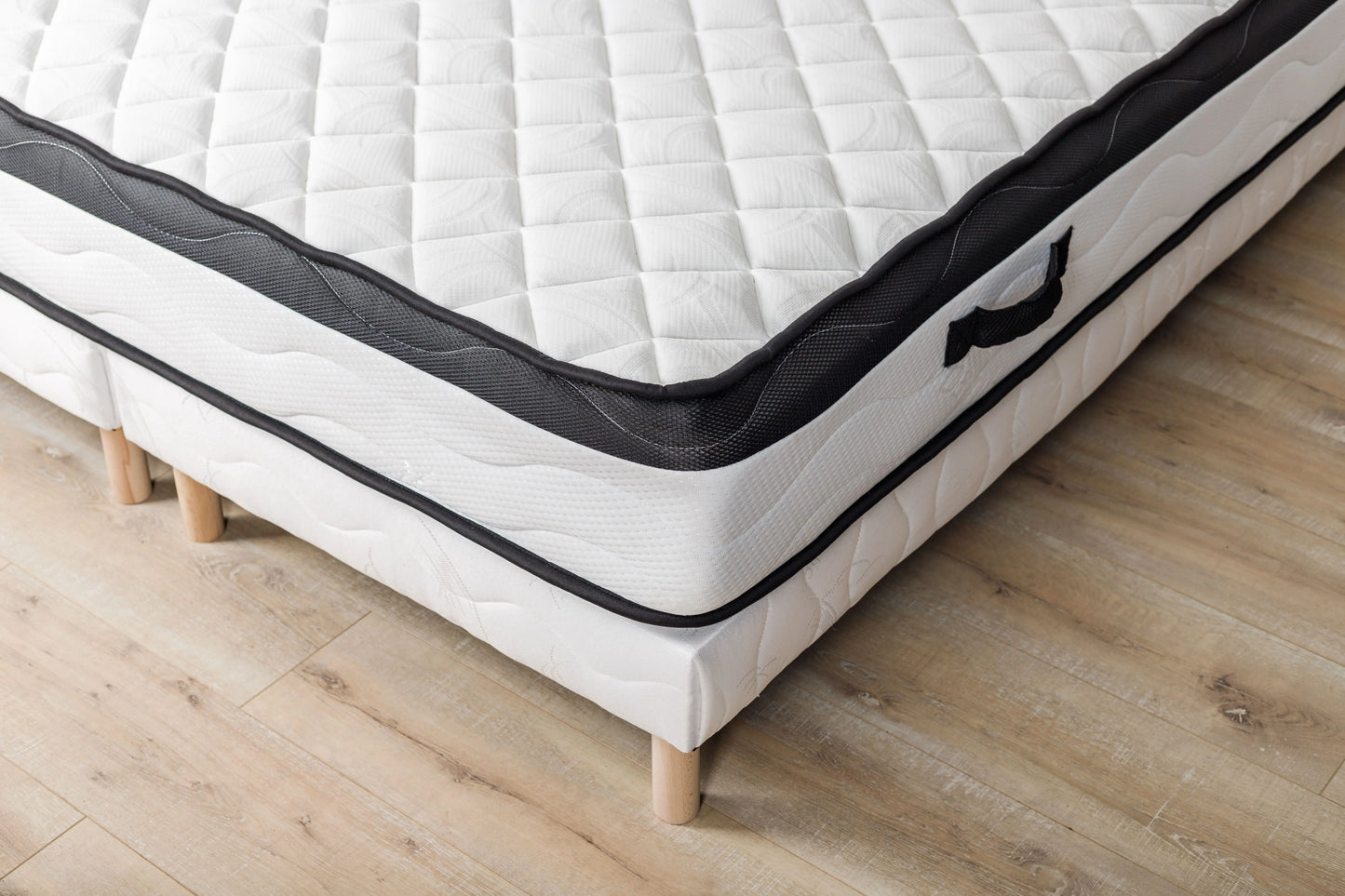 Matelas à Ressorts Ensachés 25 cm 180x200 + 2 Sommiers 90x200 + Pieds Inclus