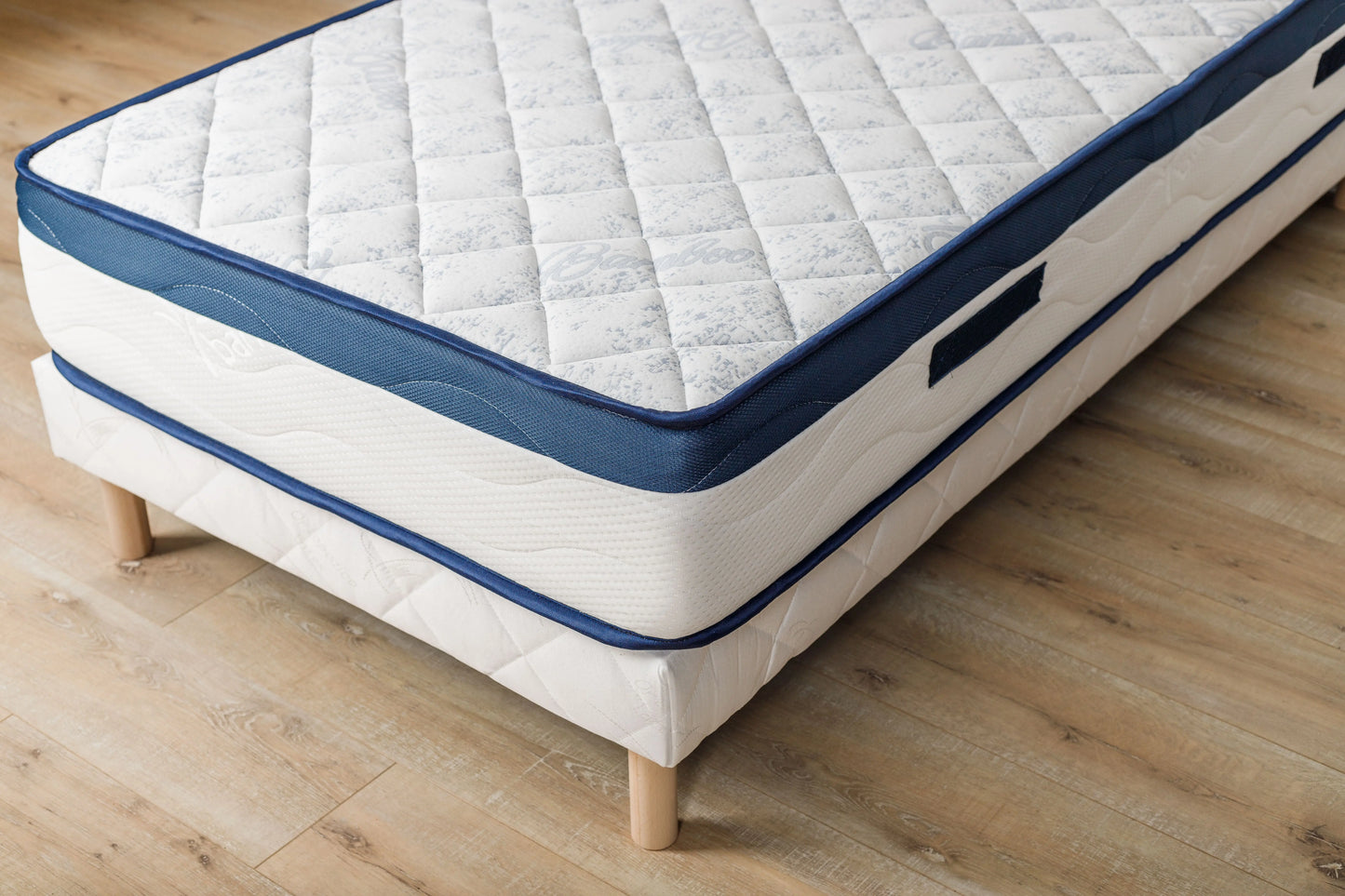 Matelas Luxe 25 cm + Sommier 80x200 + Pieds Inclus