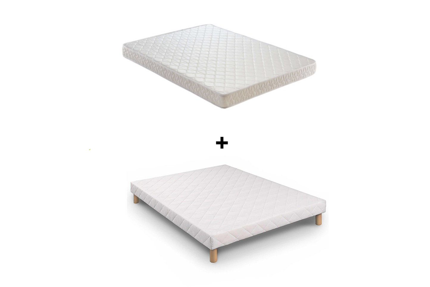 Matelas Eco 15 cm + Sommier 140x190 + Pieds Inclus