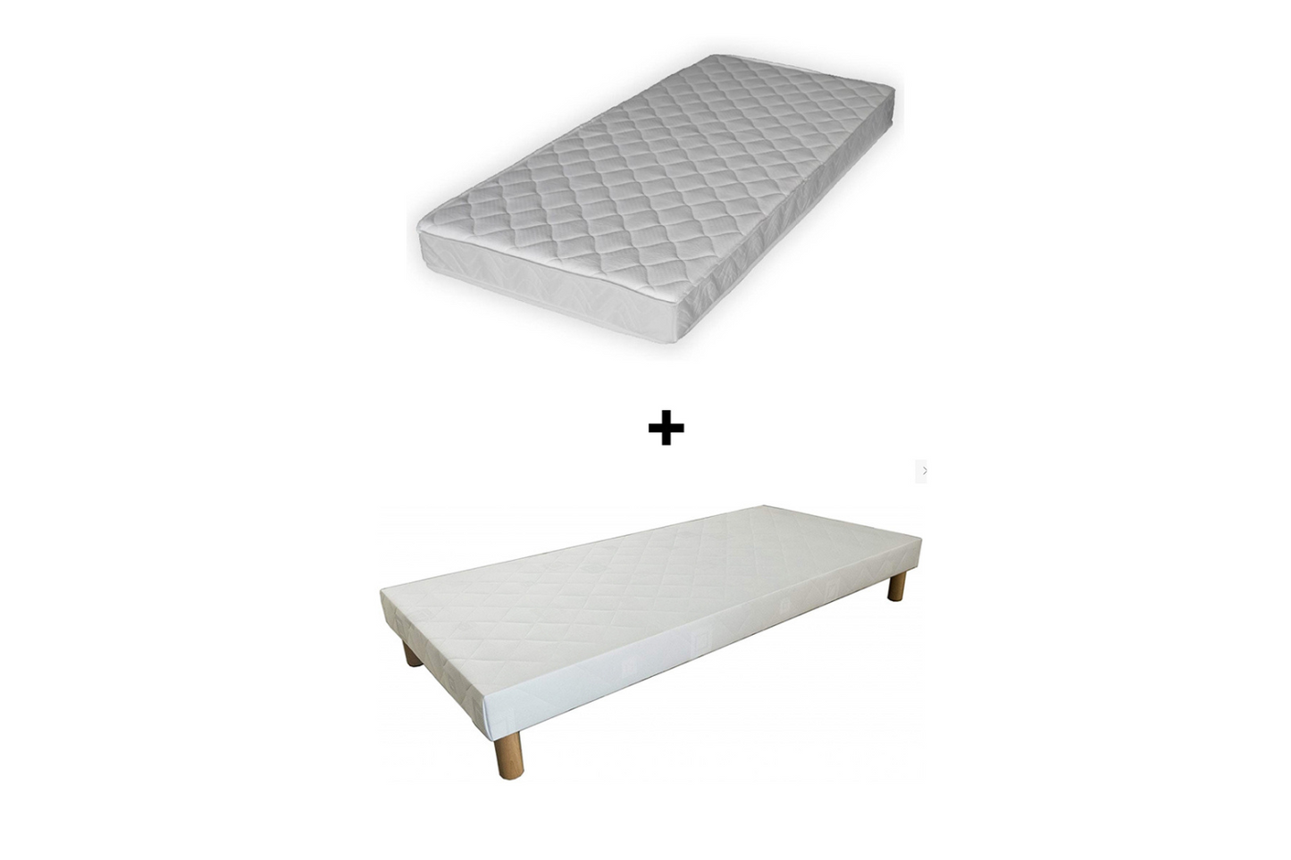 Matelas Eco 15 cm + Sommier 90x190 + Pieds Inclus