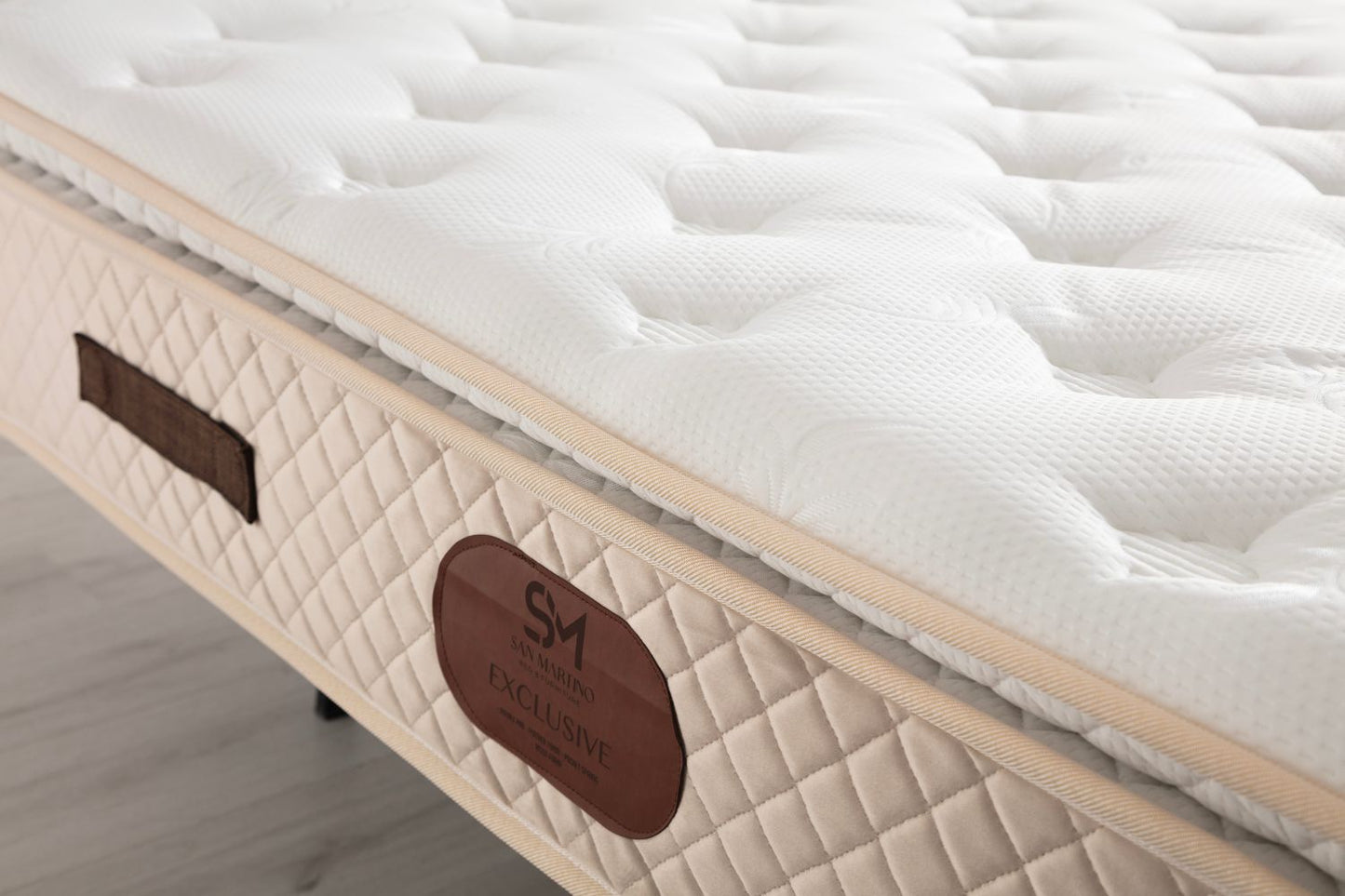 Matelas San Martino Exclusif Ressorts Beige - 32 cm avec surmatelas Intégré 180x200