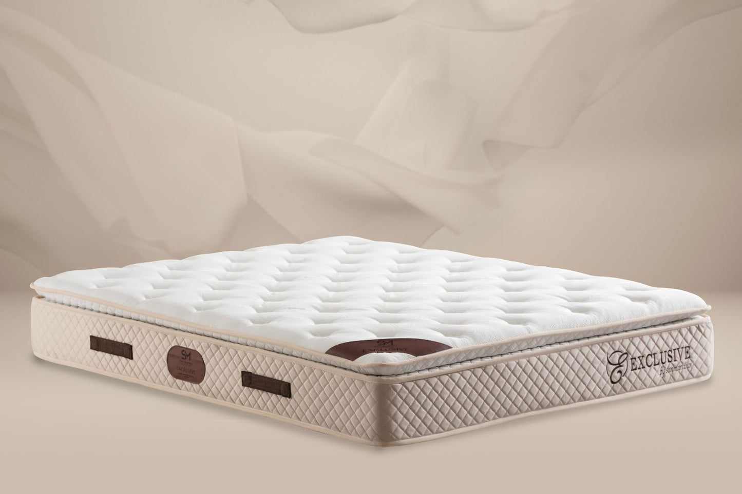 Matelas San Martino Exclusif Ressorts Beige - 32 cm avec surmatelas Intégré 180x200