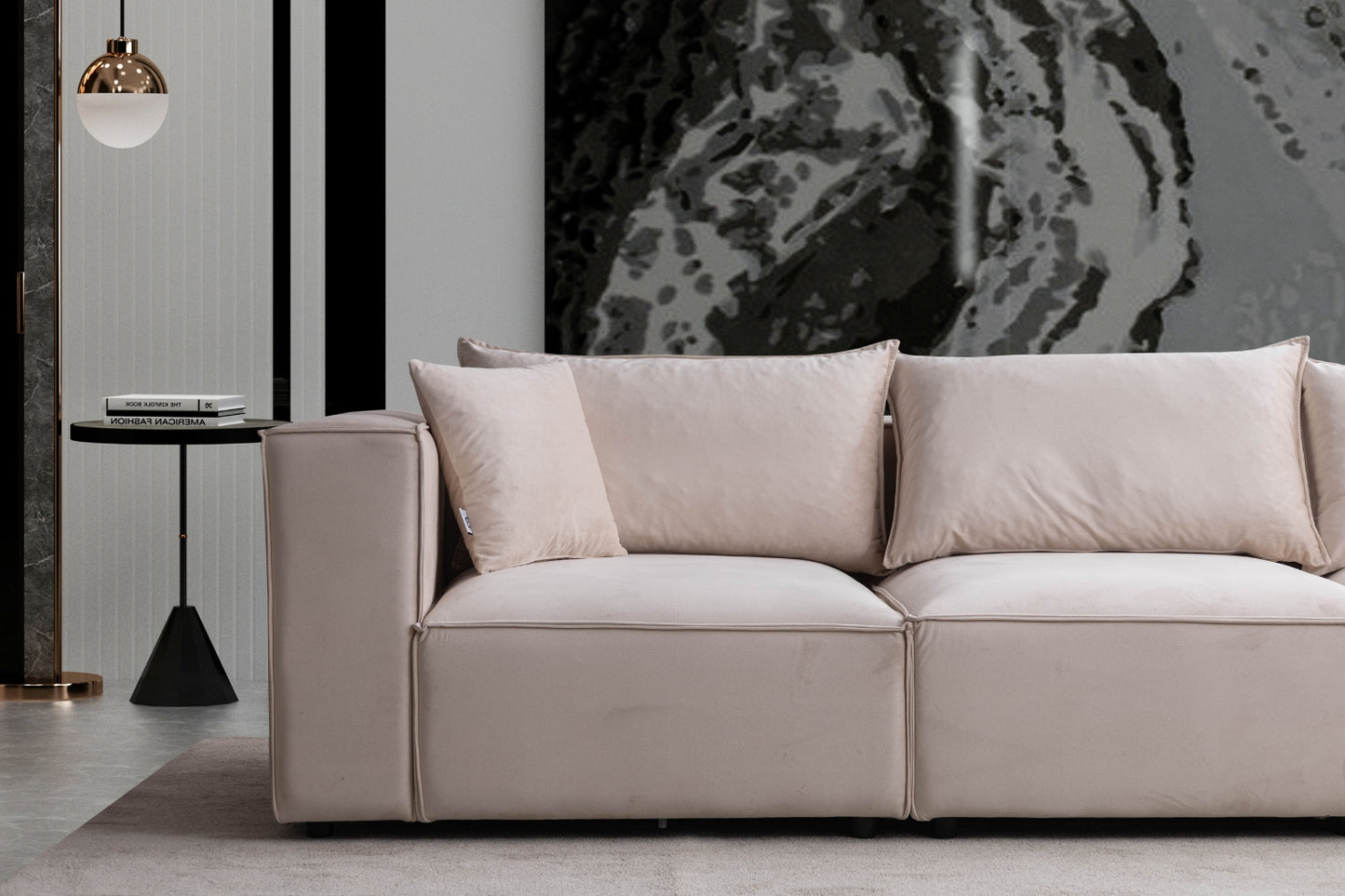 Canapé ELEGANCE Velours Modulable 3+1 Pouf