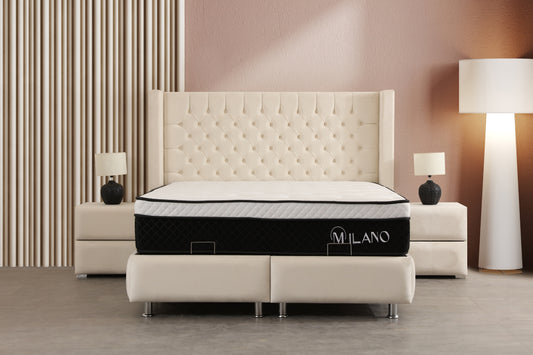 Lit Coffre BIANCA Velours Blanc Cassé