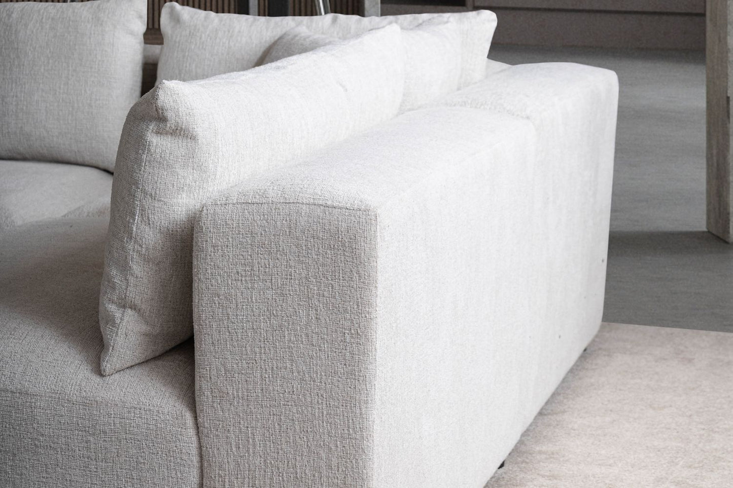 Canapé AZRA Modulable Chenille Blanc Cassé